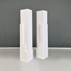 Italian modern white wooden skyscraper pedestals or display stands, 2000s