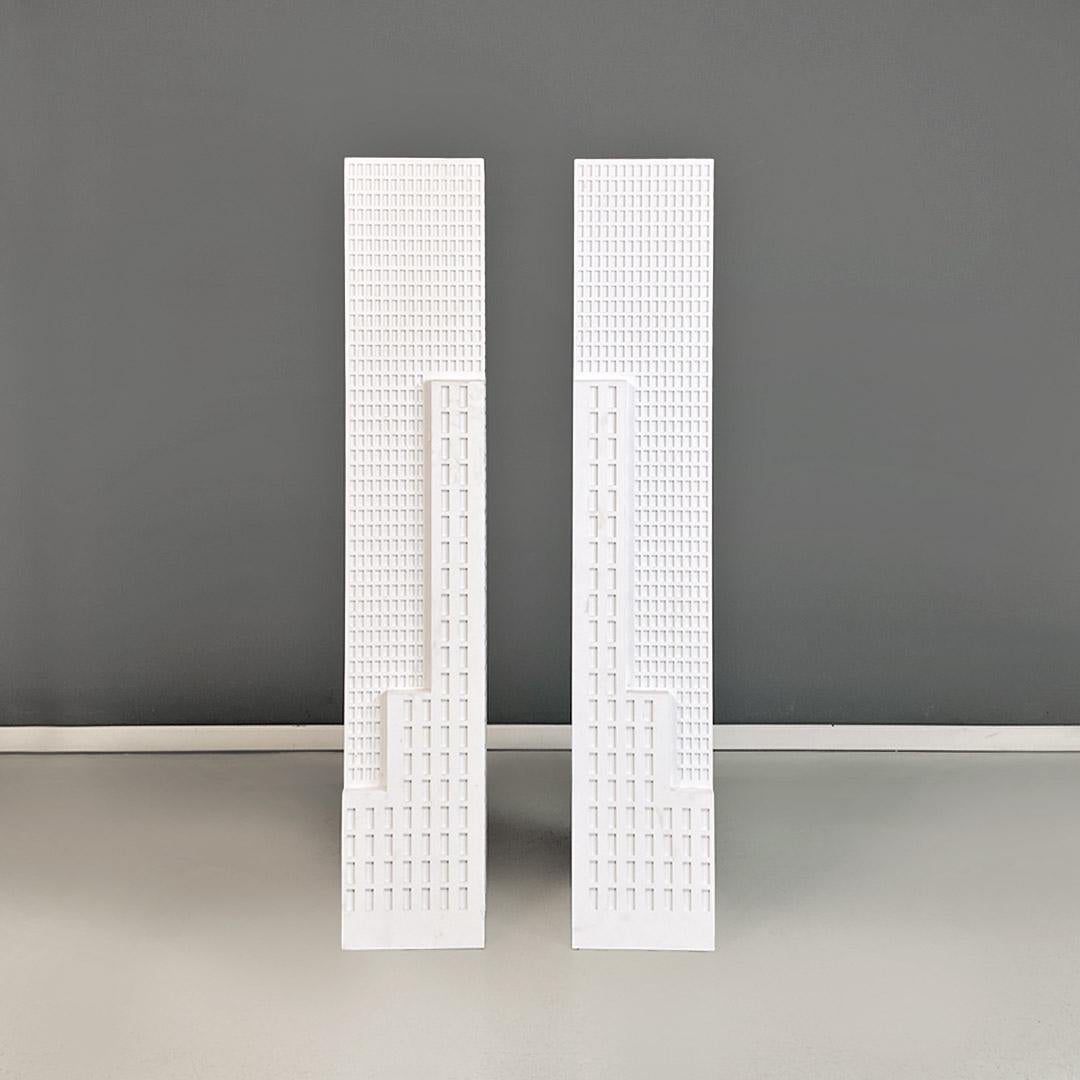 Modern Italian modern white wooden skyscraper pedestals or display stands, 2000s For Sale