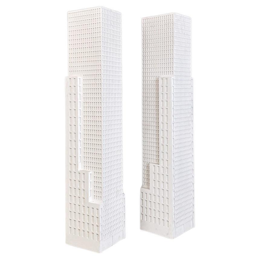 Italian modern white wooden skyscraper pedestals or display stands, 2000s For Sale