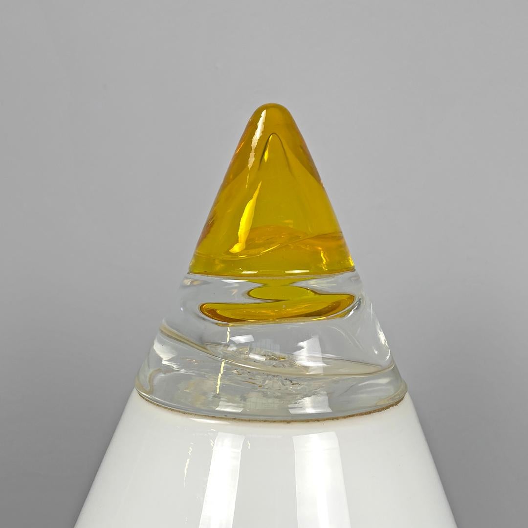 Italian modern white yellow Murano glass table lamp Grande Rio Giusto Toso 1970s For Sale 4