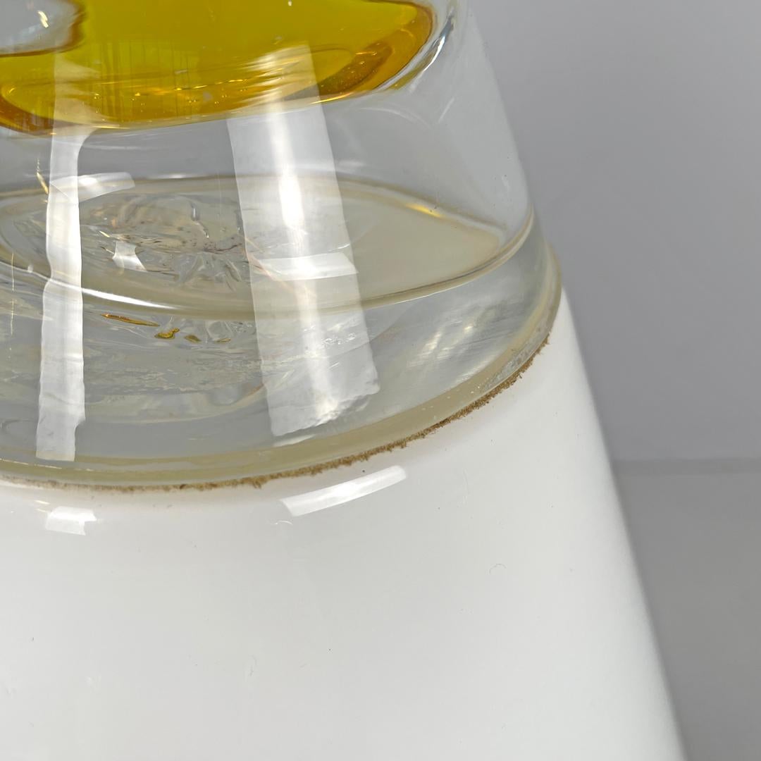 Italian modern white yellow Murano glass table lamp Grande Rio Giusto Toso 1970s For Sale 7