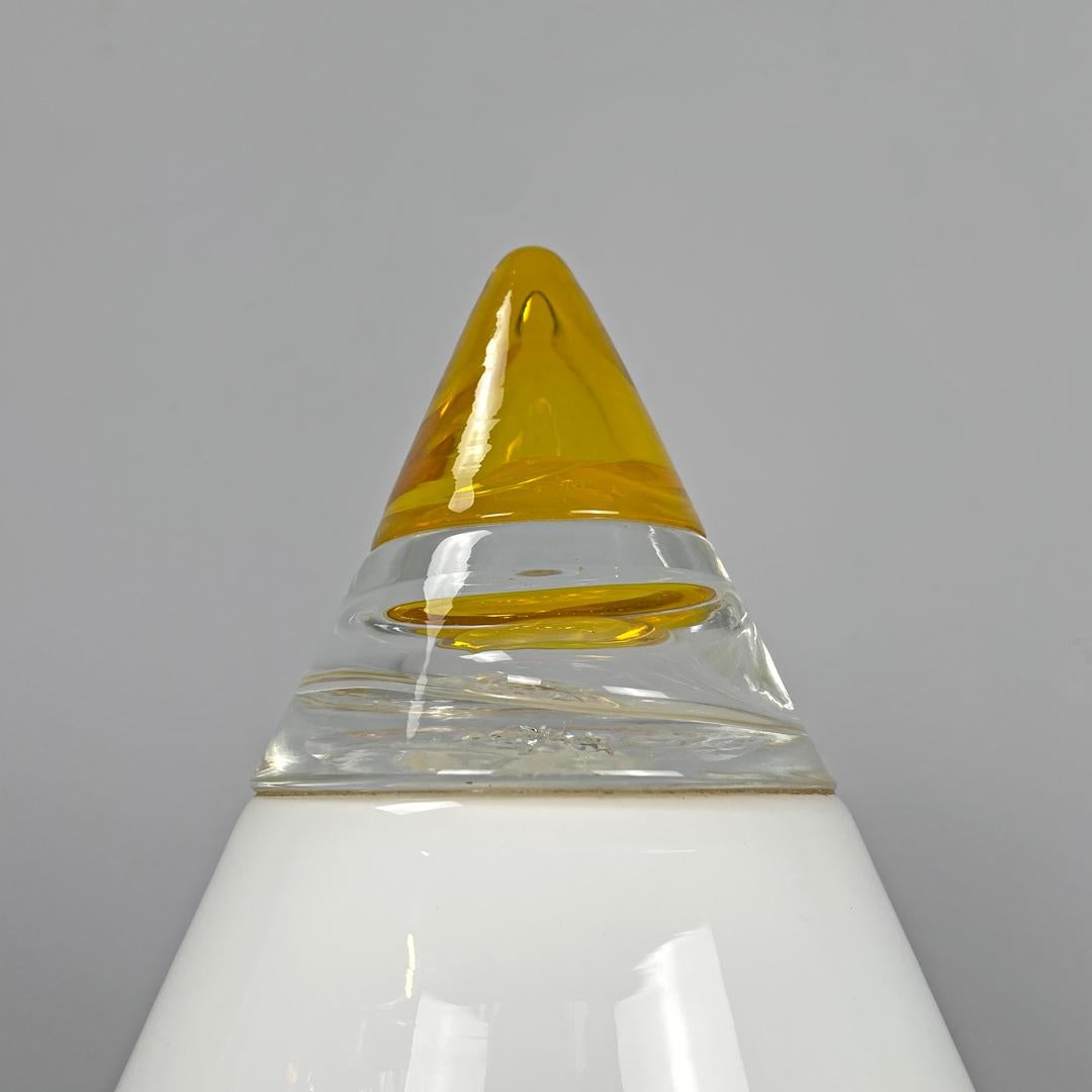 Italian modern white yellow Murano glass table lamp Grande Rio Giusto Toso 1970s For Sale 2