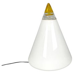 Lampada da tavolo moderna italiana in vetro di Murano bianco giallo Grande Rio Giusto Toso anni '70