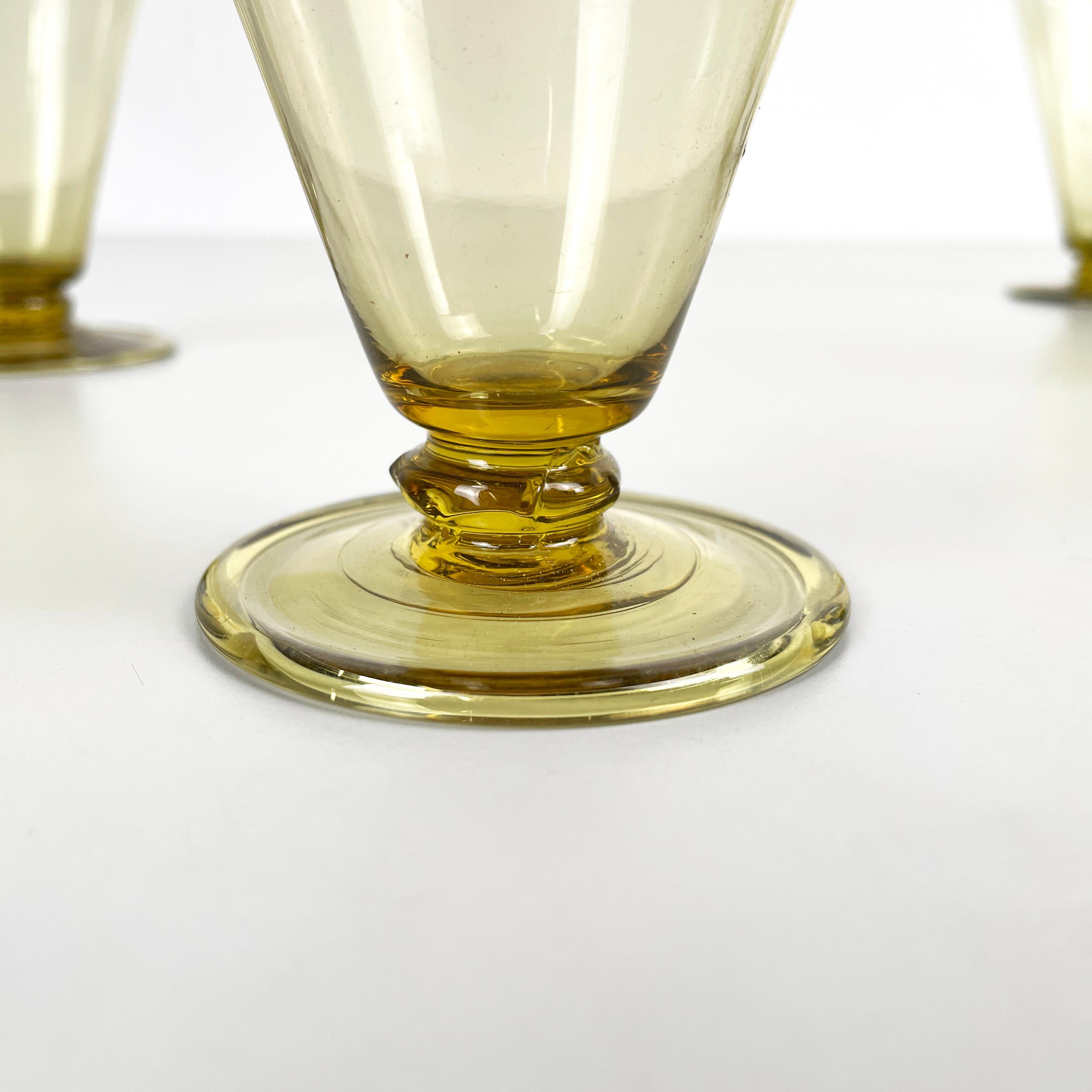 Italian modern Wine water Glass yellow transparent Murano glass by Venini 1990 4