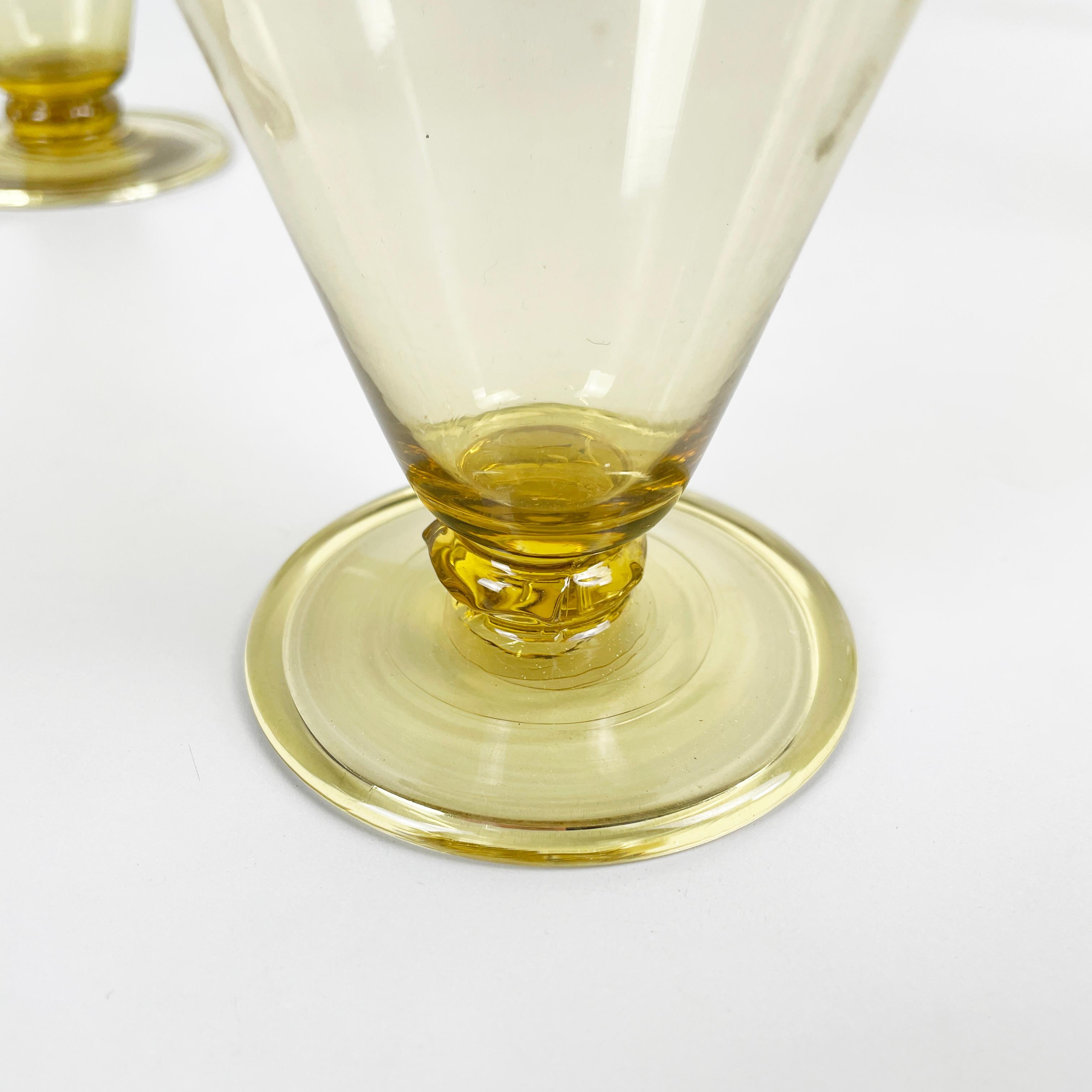 Italian modern Wine water Glass yellow transparent Murano glass by Venini 1990 5