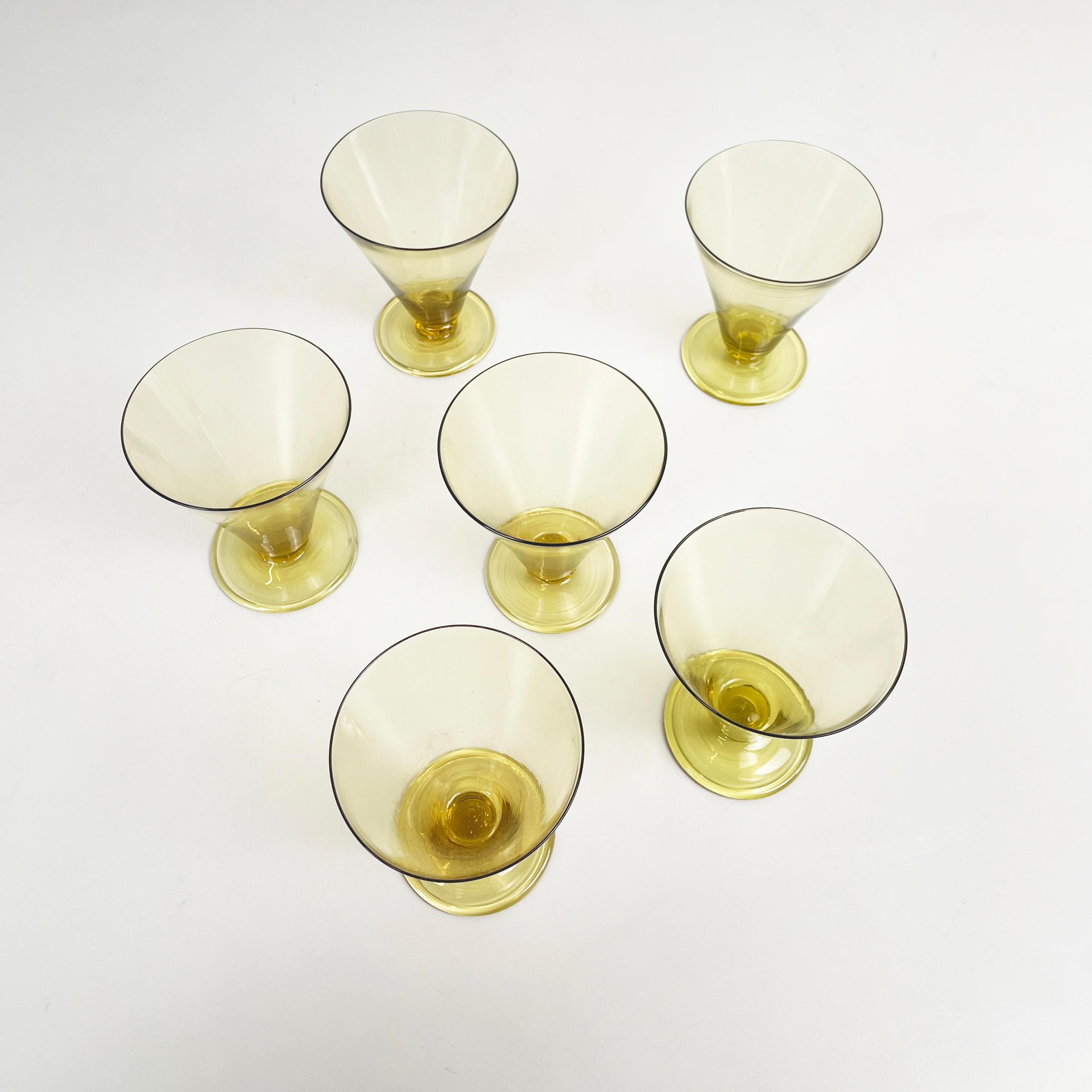 Late 20th Century Italian modern Wine water Glass yellow transparent Murano glass by Venini 1990
