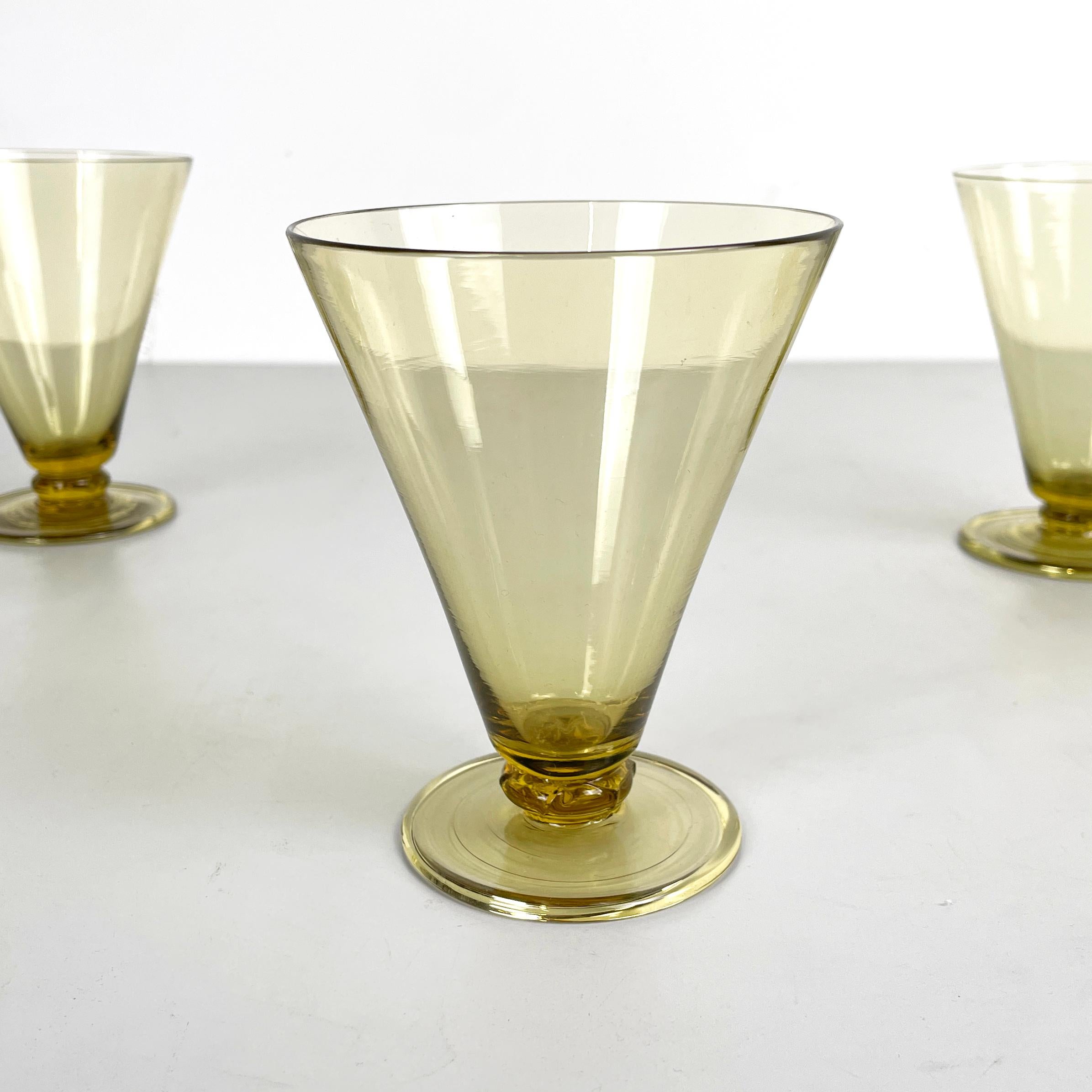 Italian modern Wine water Glass yellow transparent Murano glass by Venini 1990 1