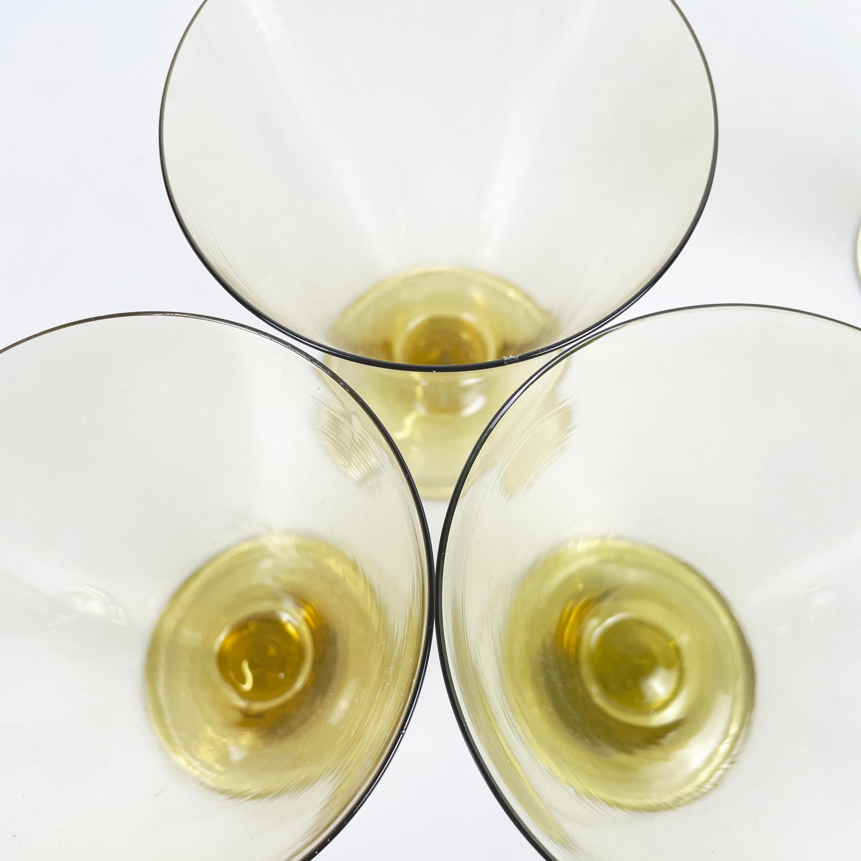 Italian modern Wine water Glass yellow transparent Murano glass by Venini 1990 2