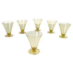 Italian modern Wine water Glass yellow transparent Murano glass by Venini 1990