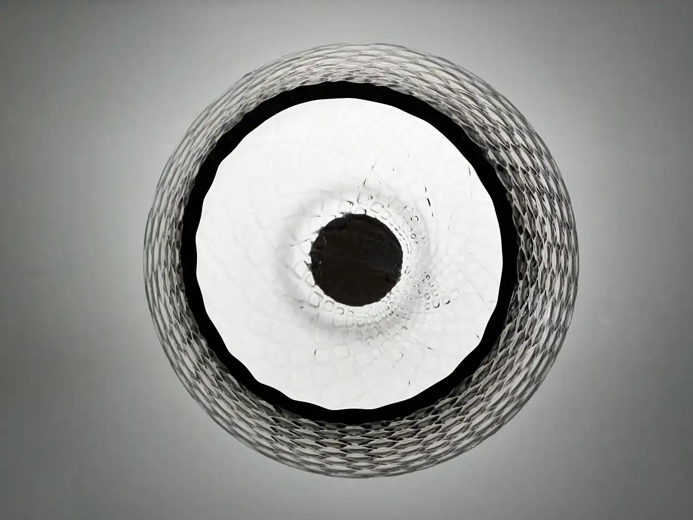 Lampe de bureau/vase de table italienne moderne en verre blanc et gris, à gradation câblée en vente 2