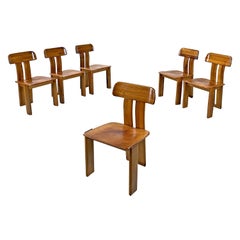 Italian modern wood and leather chairs Sapporo by Marenco for Mobilgirgi, 1970s