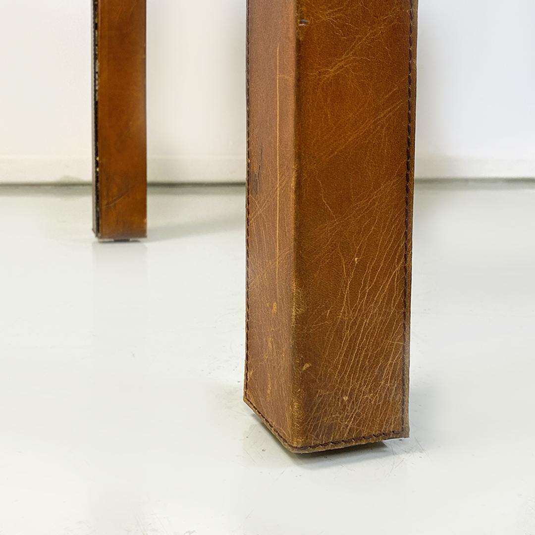Italian Modern Wood and Leather Table Similar to the Leather Suitcases, 1970s 10