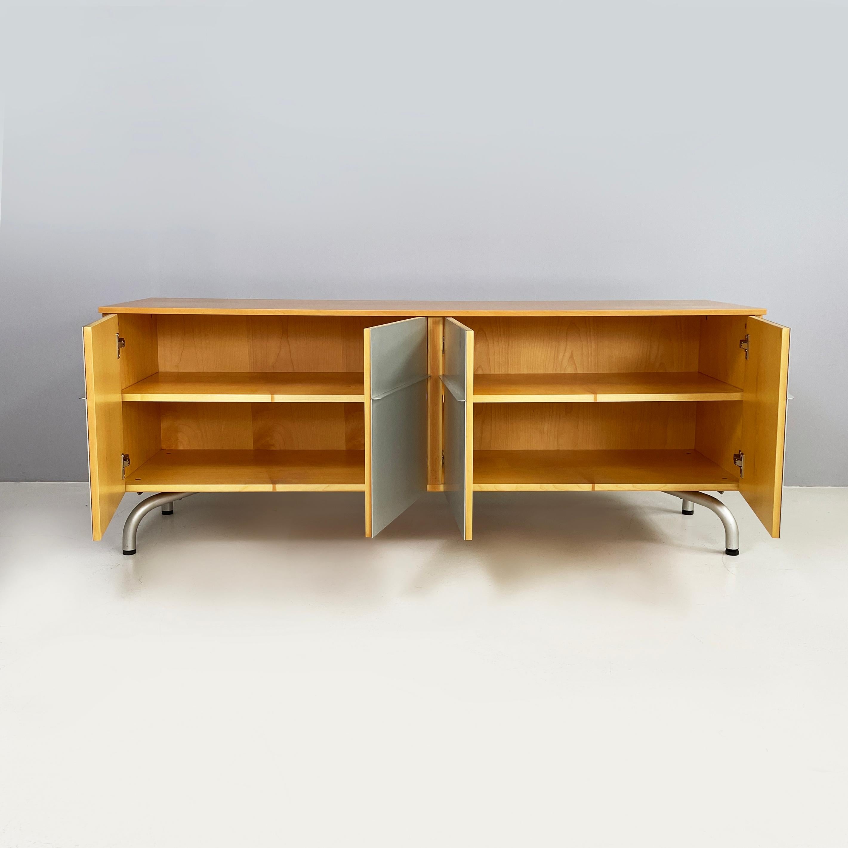 Modern Italian modern wood and metal sideboard by Vico Magistretti for De Padova, 1980s For Sale