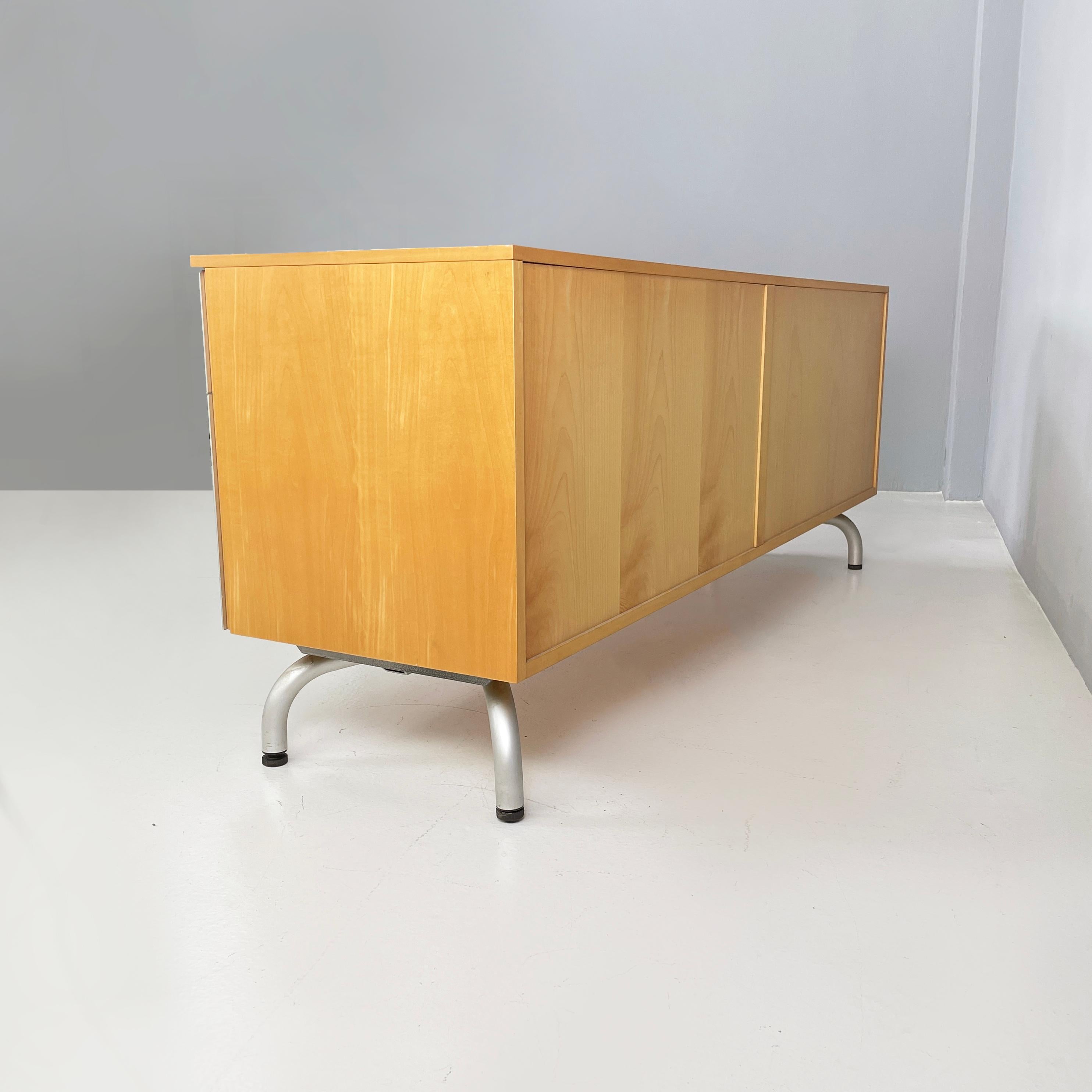 Late 20th Century Italian modern wood and metal sideboard by Vico Magistretti for De Padova, 1980s For Sale