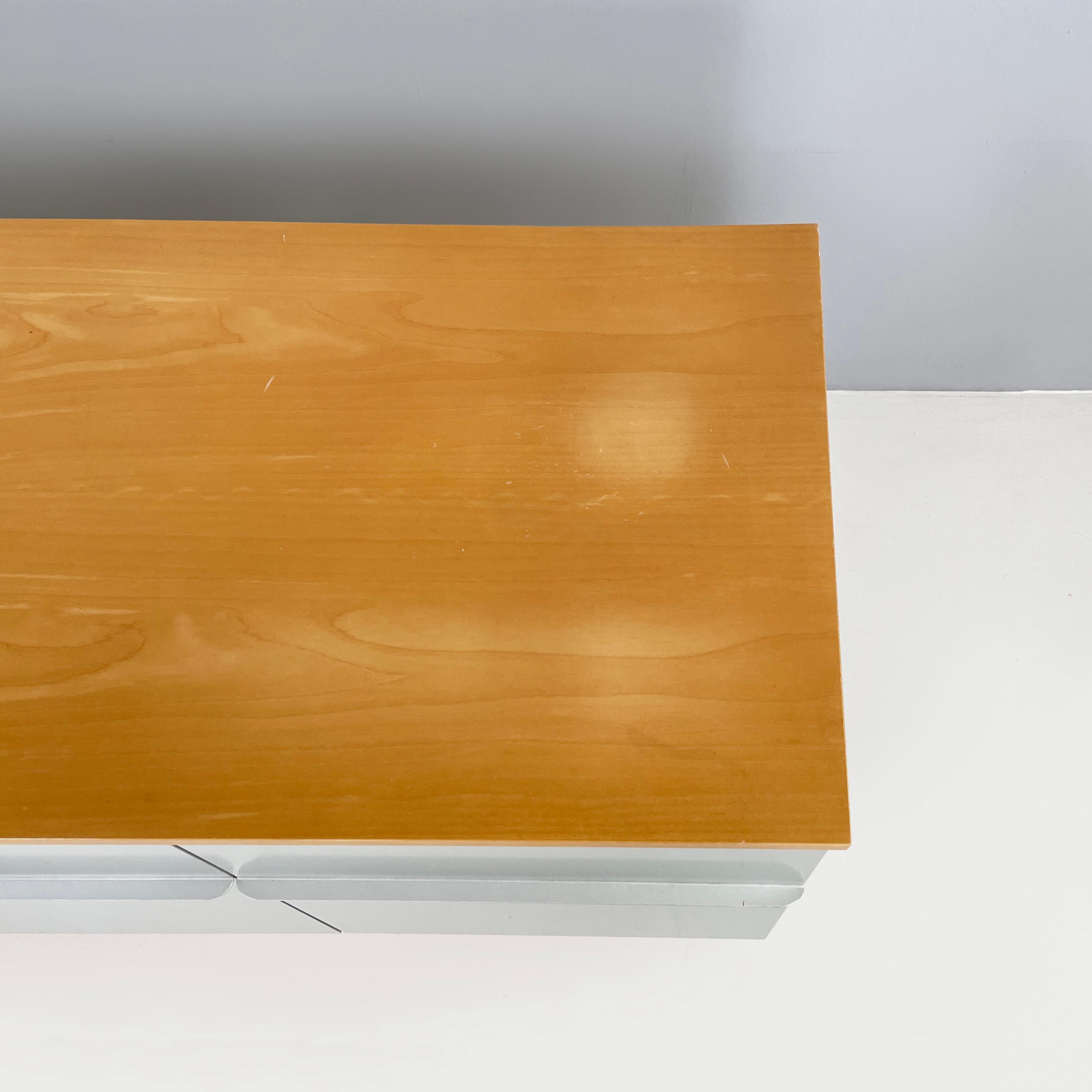 Metal Italian modern wood and metal sideboard by Vico Magistretti for De Padova, 1980s For Sale