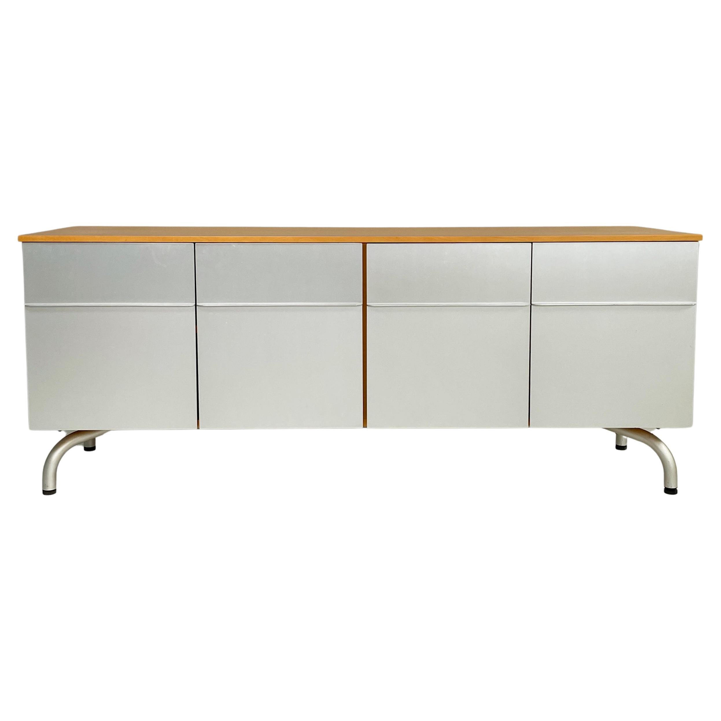 Italian modern wood and metal sideboard by Vico Magistretti for De Padova, 1980s For Sale