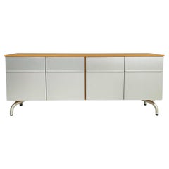 Vintage Italian modern wood and metal sideboard by Vico Magistretti for De Padova, 1980s