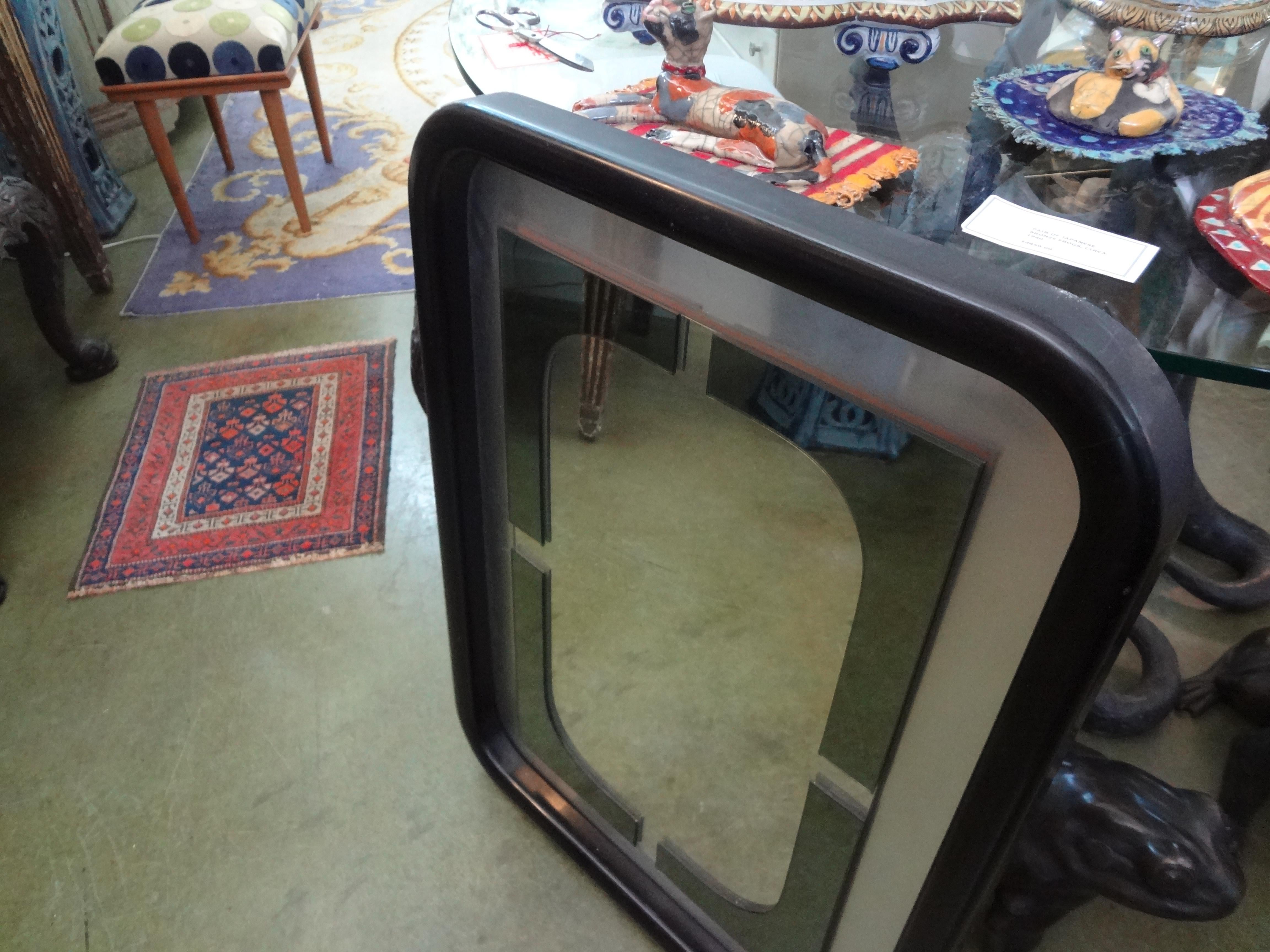 Mid-20th Century Italian Modern Wood And Stainless Steel Mirror For Sale