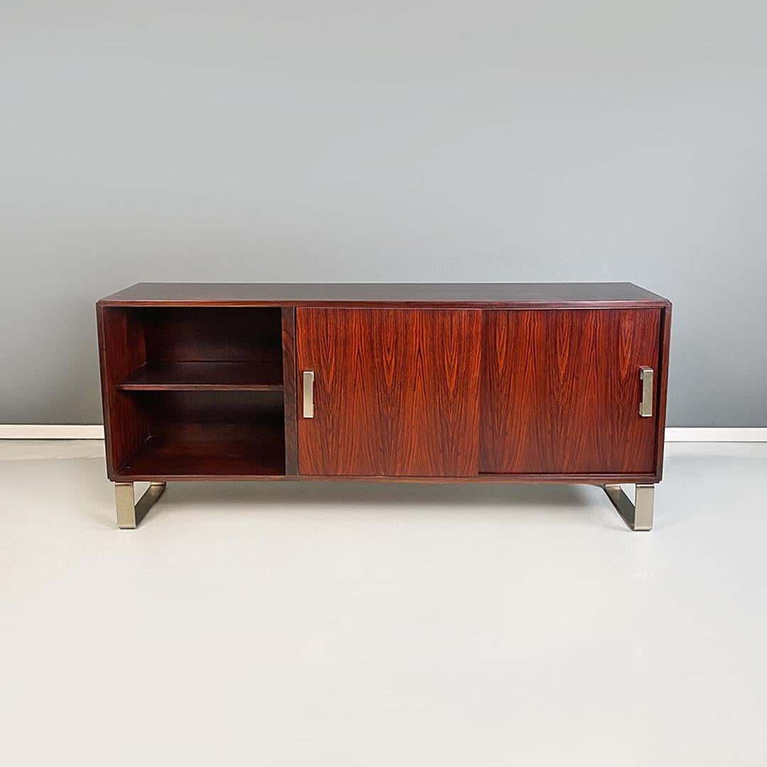 Italian Modern Wood and Steel Sideboard by Giulio Moscatelli for Formanova 1970 In Good Condition For Sale In MIlano, IT