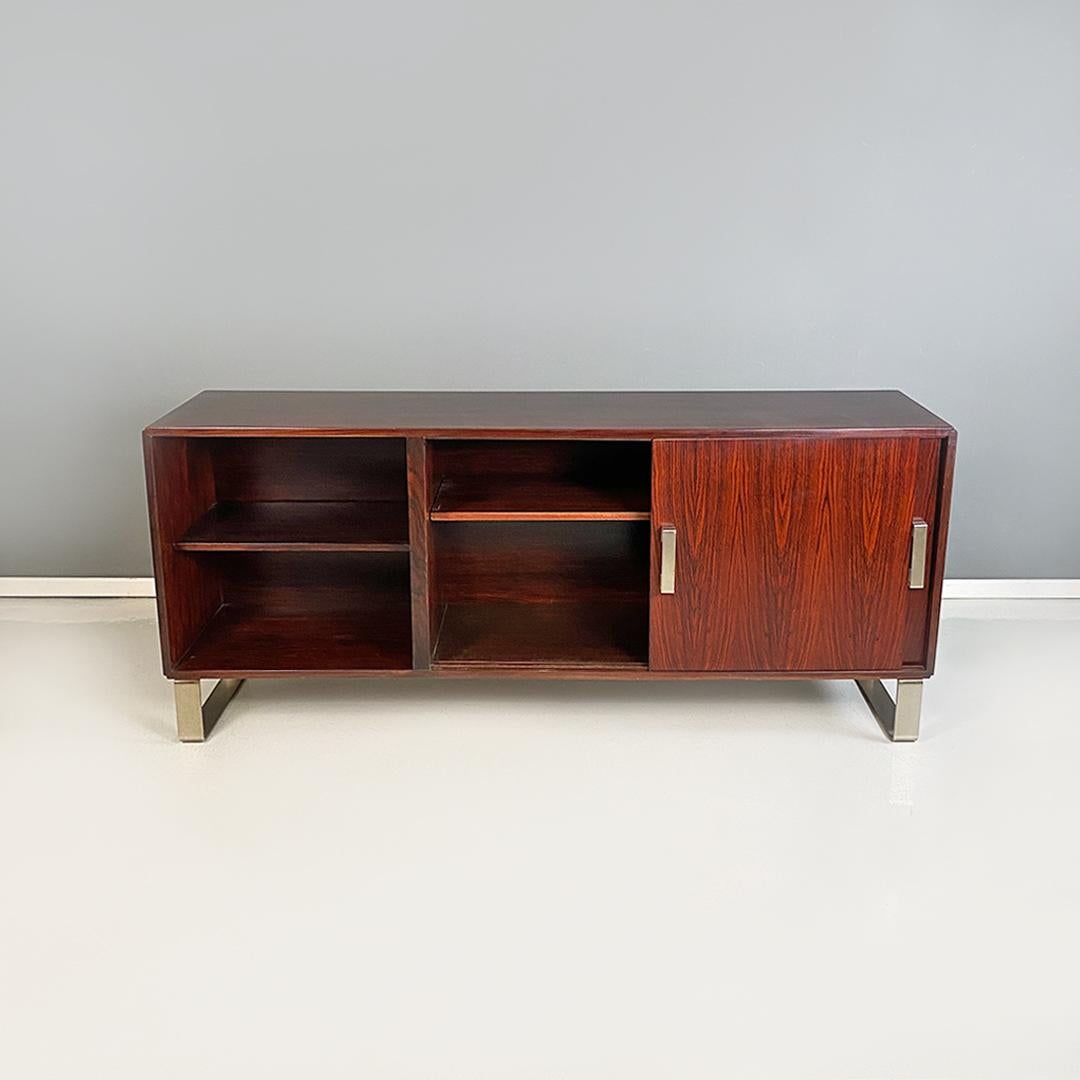 Late 20th Century Italian Modern Wood and Steel Sideboard by Giulio Moscatelli for Formanova 1970 For Sale