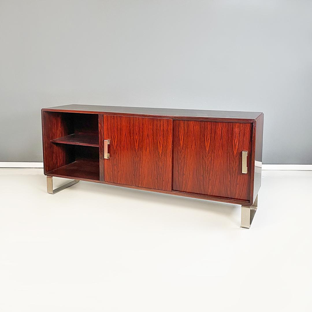 Italian Modern Wood and Steel Sideboard by Giulio Moscatelli for Formanova 1970 For Sale 1