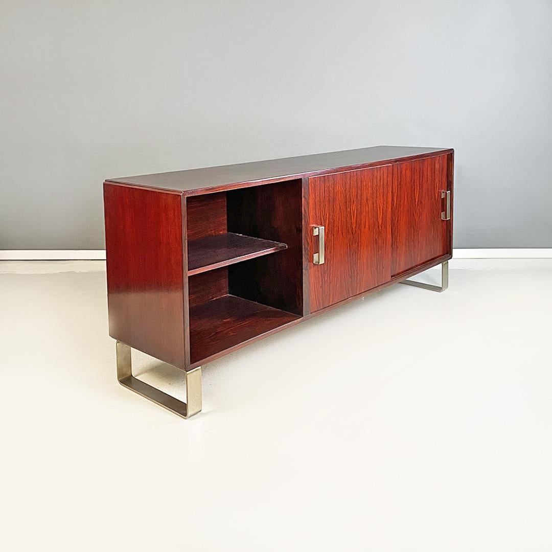 Italian Modern Wood and Steel Sideboard by Giulio Moscatelli for Formanova 1970 For Sale 2