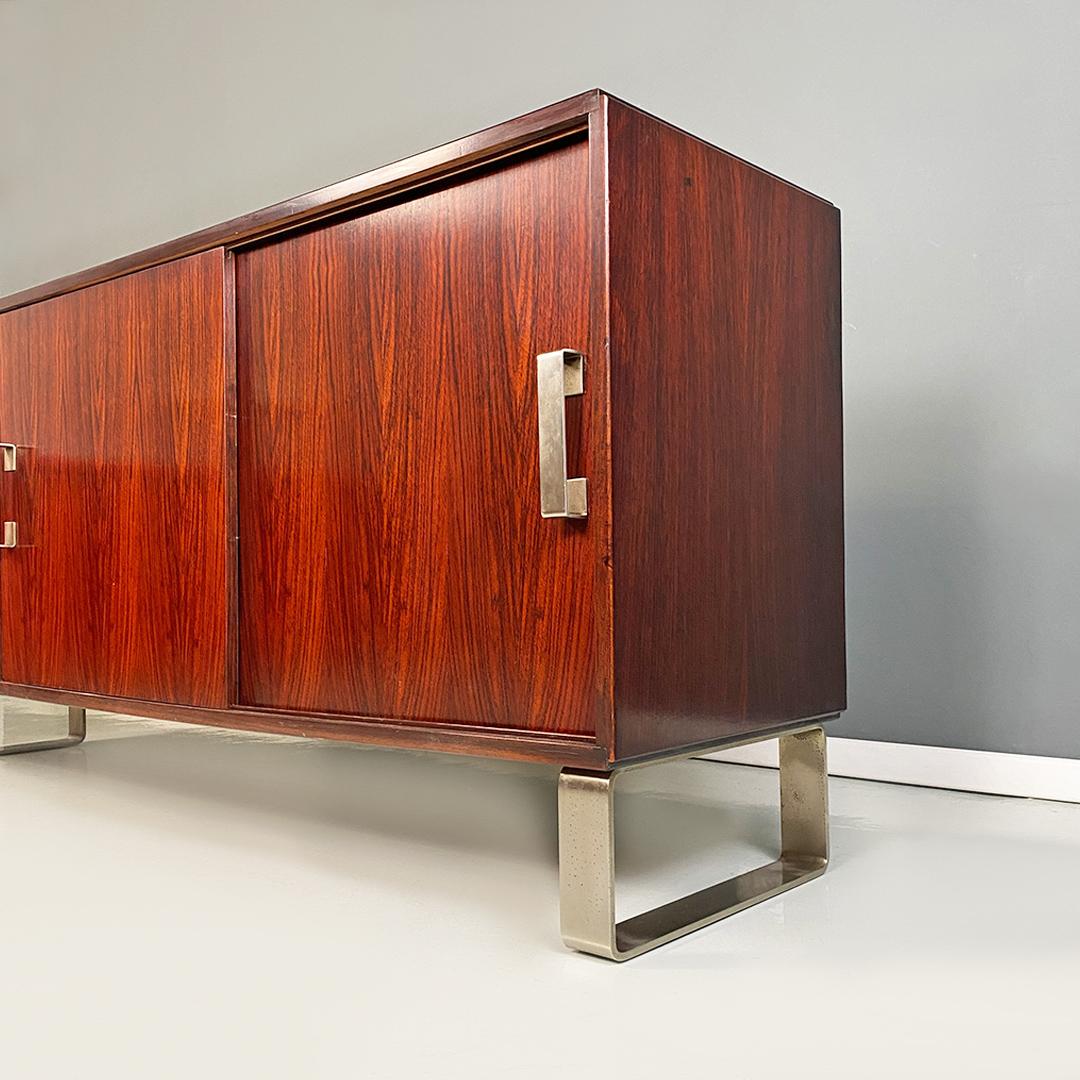 Italian Modern Wood and Steel Sideboard by Giulio Moscatelli for Formanova 1970 For Sale 4