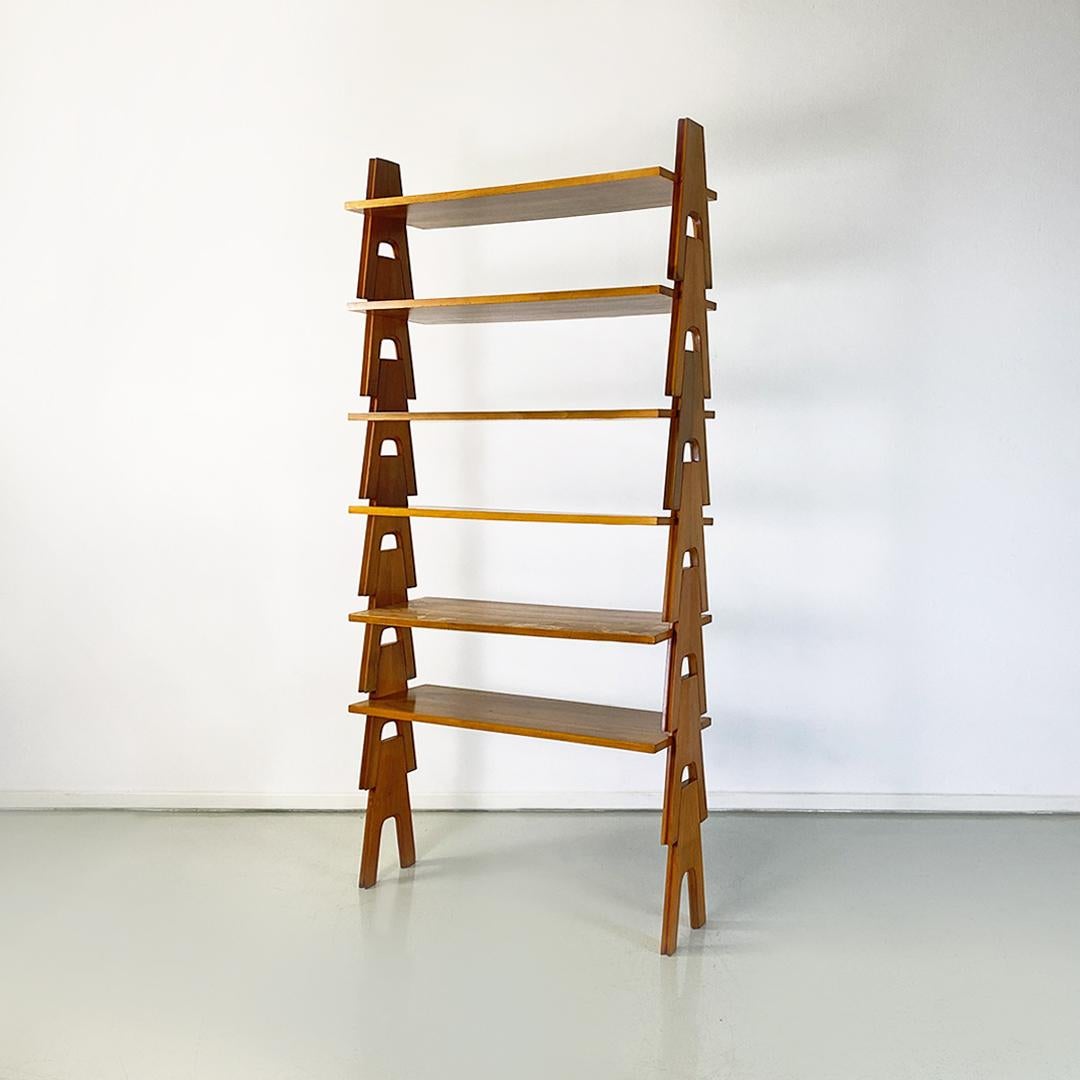 Italian Modern Wood Cavalletto Modular Bookcase by Angelo Mangiarotti, 1970s 3
