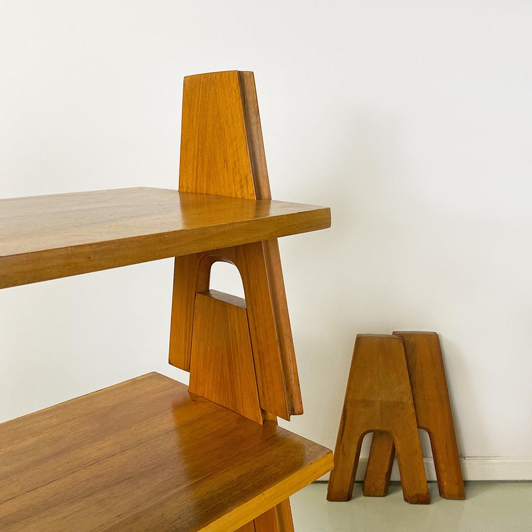 Italian Modern Wood Cavalletto Modular Bookcase by Angelo Mangiarotti, 1970s 4