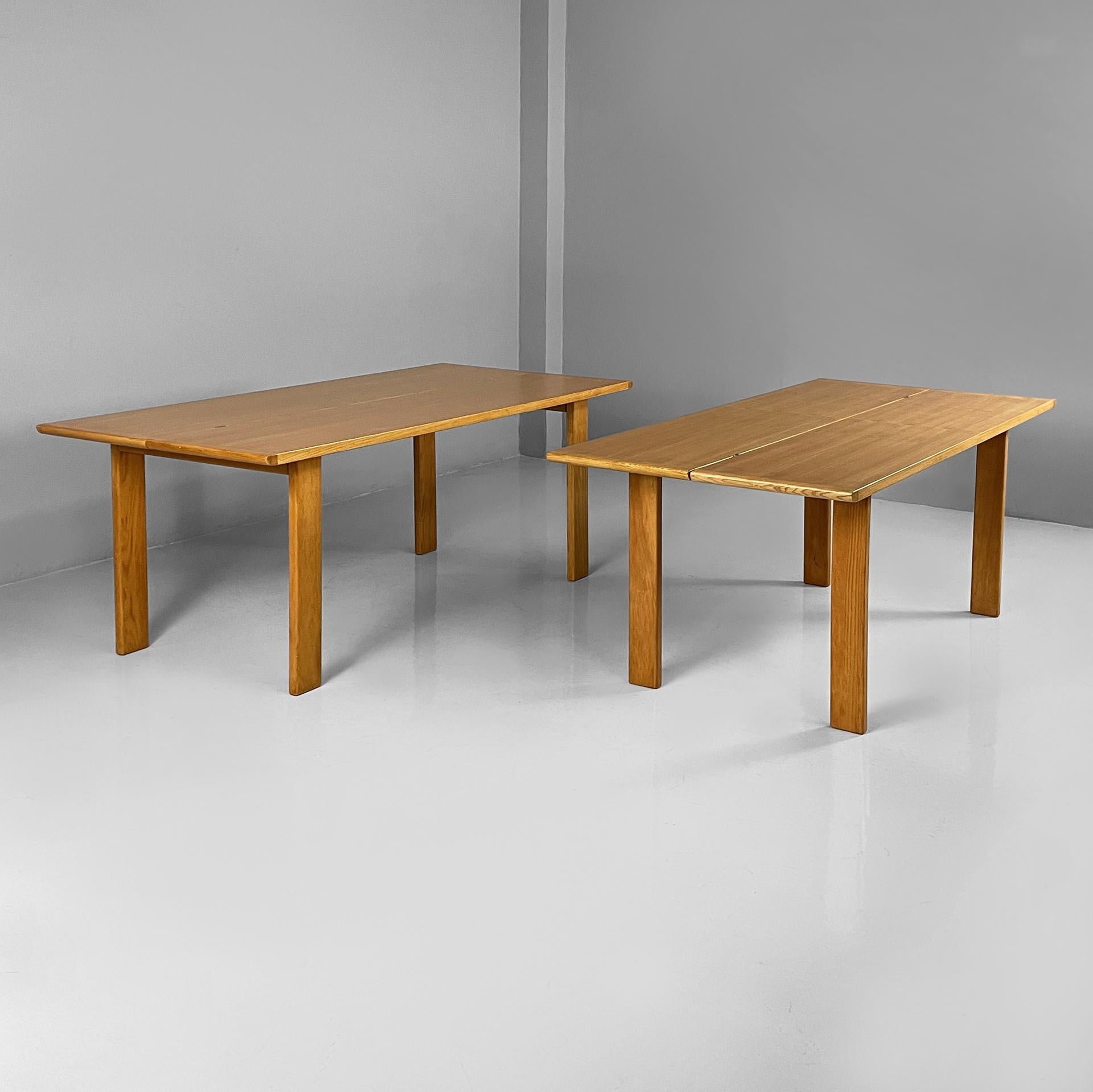 Table de salle à manger moderne italienne en Wood avec rallonges par Gigi Sabadin, années 1980.
Table de salle à manger avec rallonges en bois clair, composée de deux tables séparées insérées l'une dans l'autre. Chaque table est dotée d'un plateau