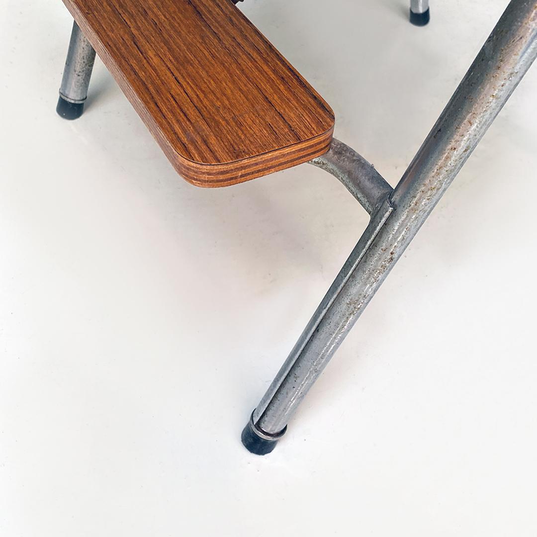 Italian Modern Wood Effect Laminate and Steel Chair Convertible into Ladder 1970 6