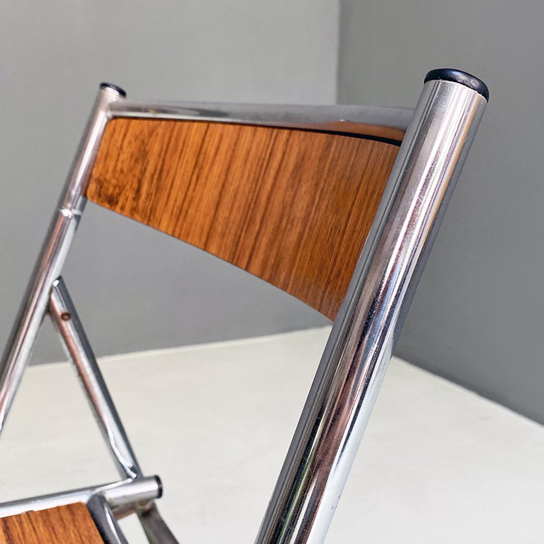 Italian Modern Wood Effect Laminate and Steel Chair Convertible into Ladder 1970 7