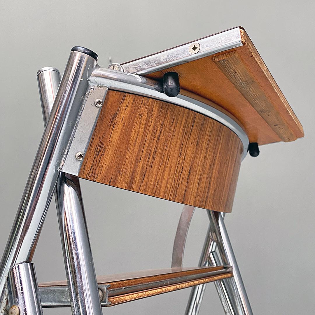 Italian Modern Wood Effect Laminate and Steel Chair Convertible into Ladder 1970 9