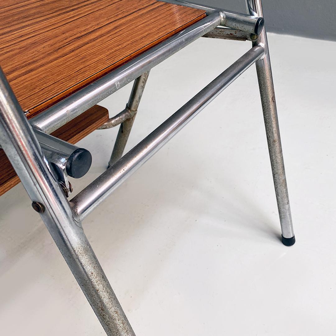 Italian Modern Wood Effect Laminate and Steel Chair Convertible into Ladder 1970 10