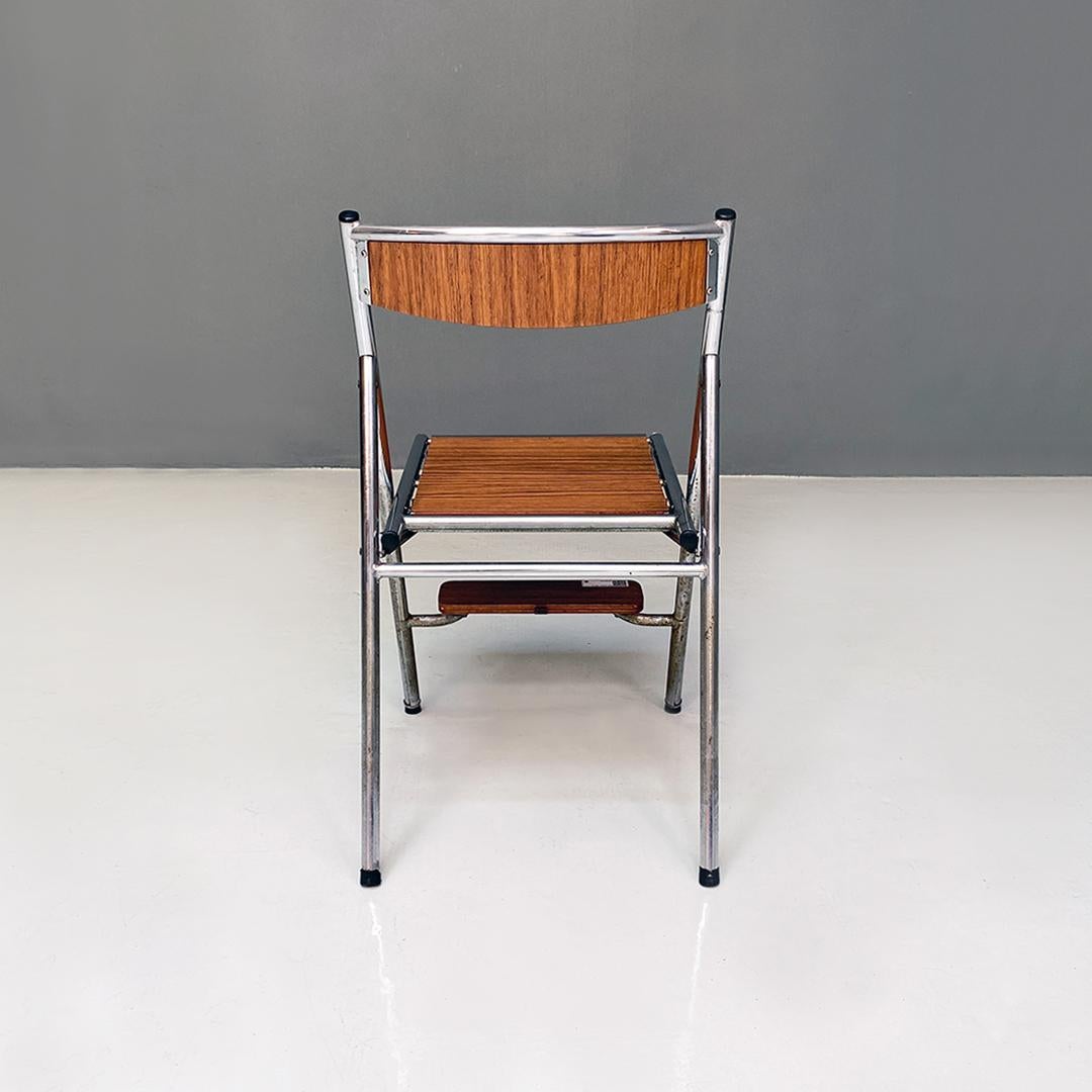 Italian Modern Wood Effect Laminate and Steel Chair Convertible into Ladder 1970 4