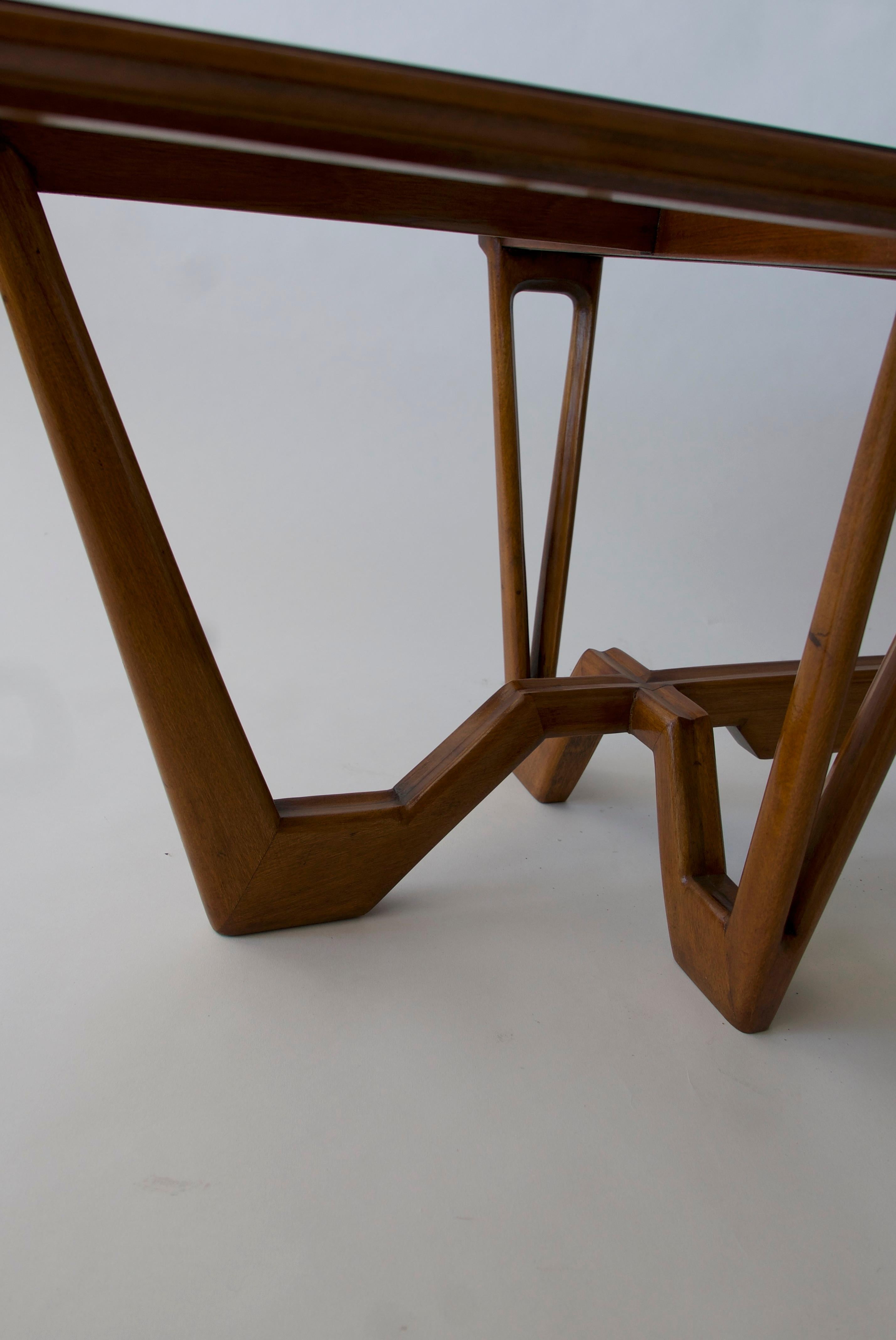 Mid-20th Century Italian Modern Wood & Glass Coffee Table, Ico Parisi For Sale