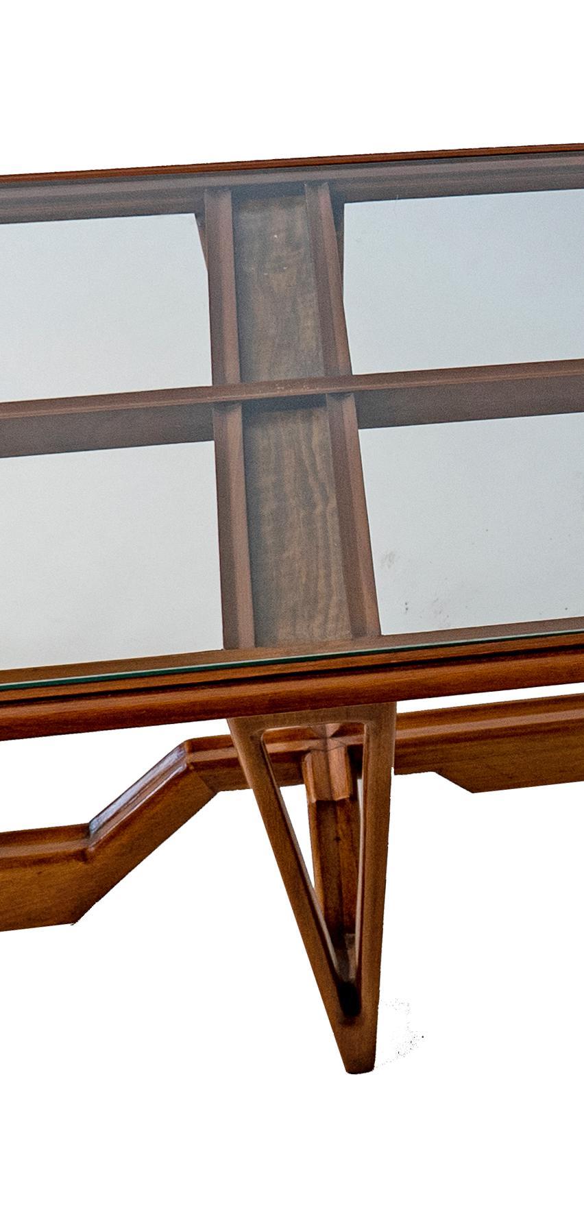 Italian Modern Wood & Glass Coffee Table, Ico Parisi For Sale 2