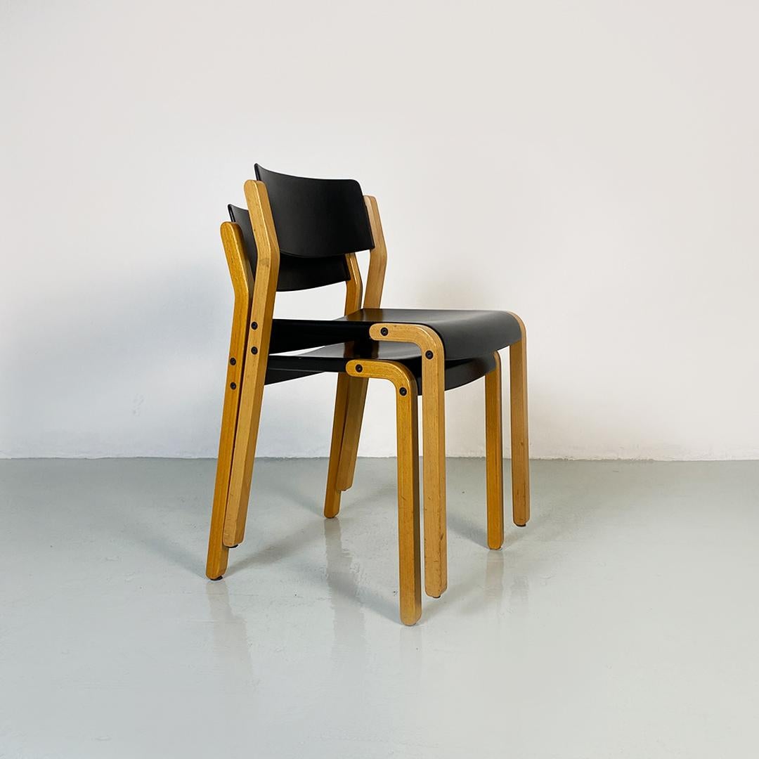 Italian Modern Wood Gruppo Chairs by De Pas, D'urbino, Lomazzi for Bellato, 1979 In Good Condition For Sale In MIlano, IT