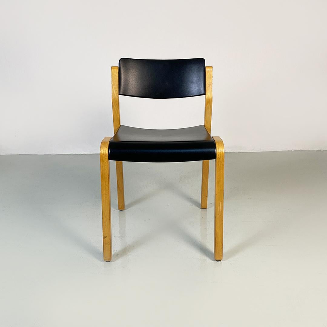 Late 20th Century Italian Modern Wood Gruppo Chairs by De Pas, D'urbino, Lomazzi for Bellato, 1979 For Sale