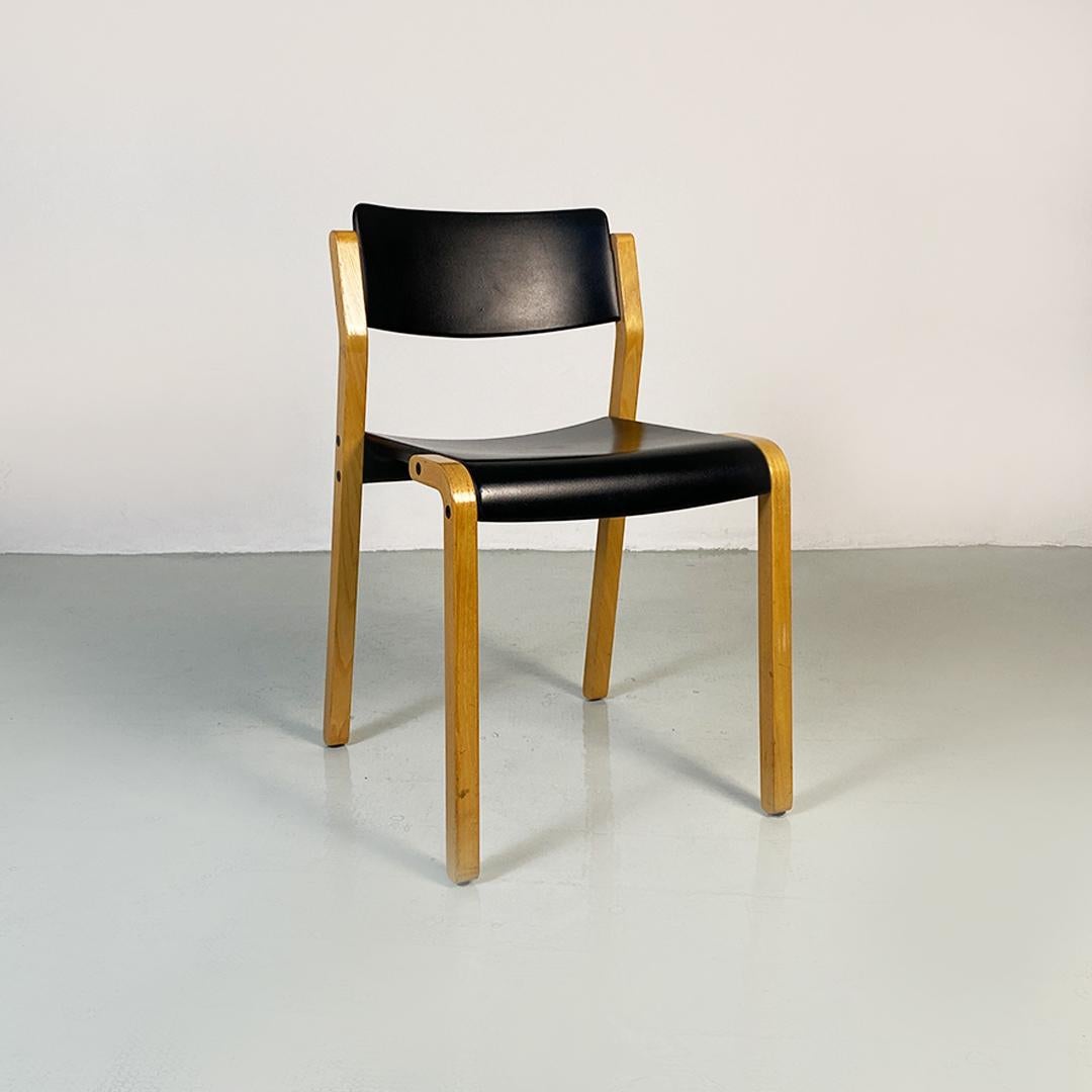 Italian Modern Wood Gruppo Chairs by De Pas, D'urbino, Lomazzi for Bellato, 1979 For Sale 1