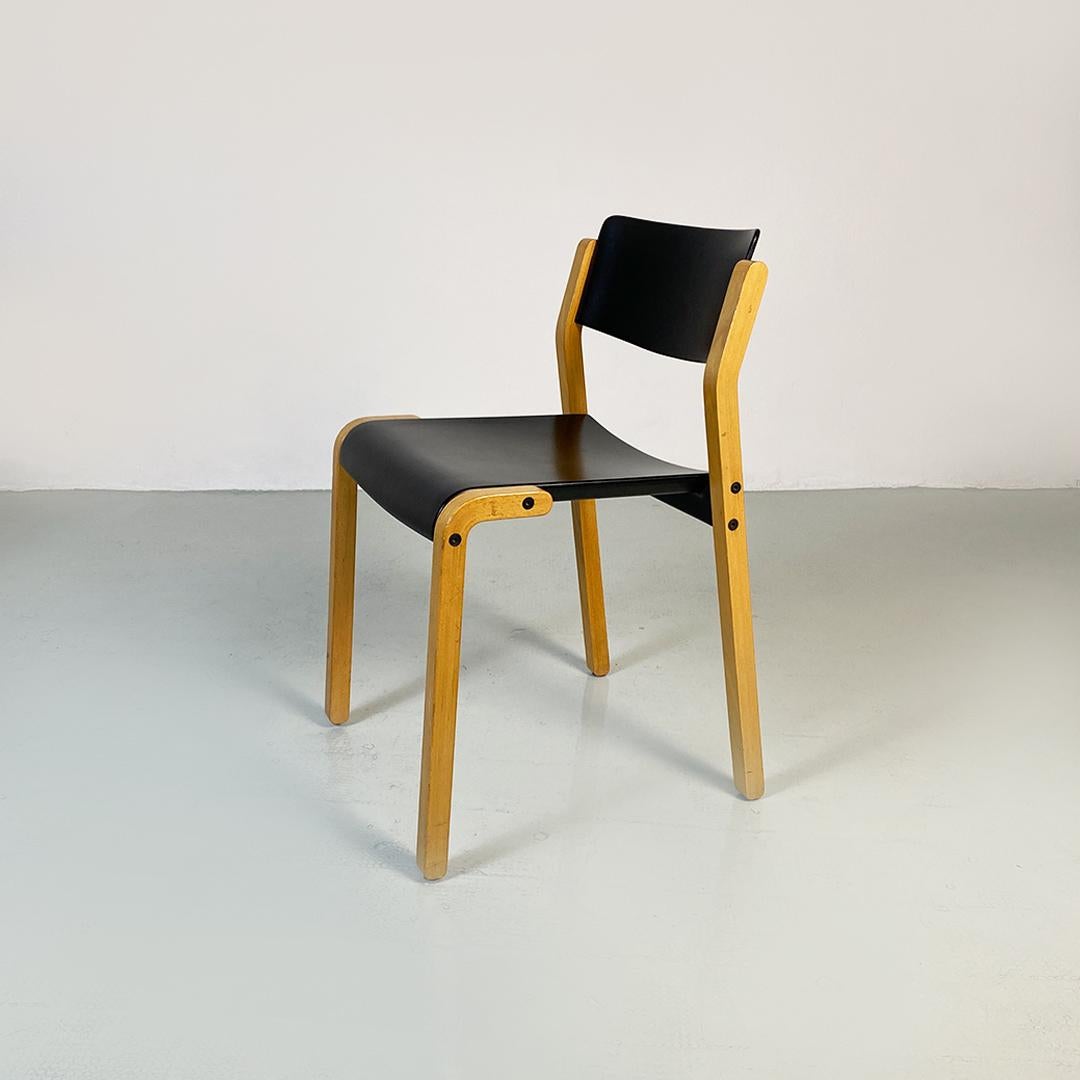 Italian Modern Wood Gruppo Chairs by De Pas, D'urbino, Lomazzi for Bellato, 1979 For Sale 2