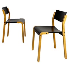 Italian Modern Wood Gruppo Chairs by De Pas, D'urbino, Lomazzi for Bellato, 1979