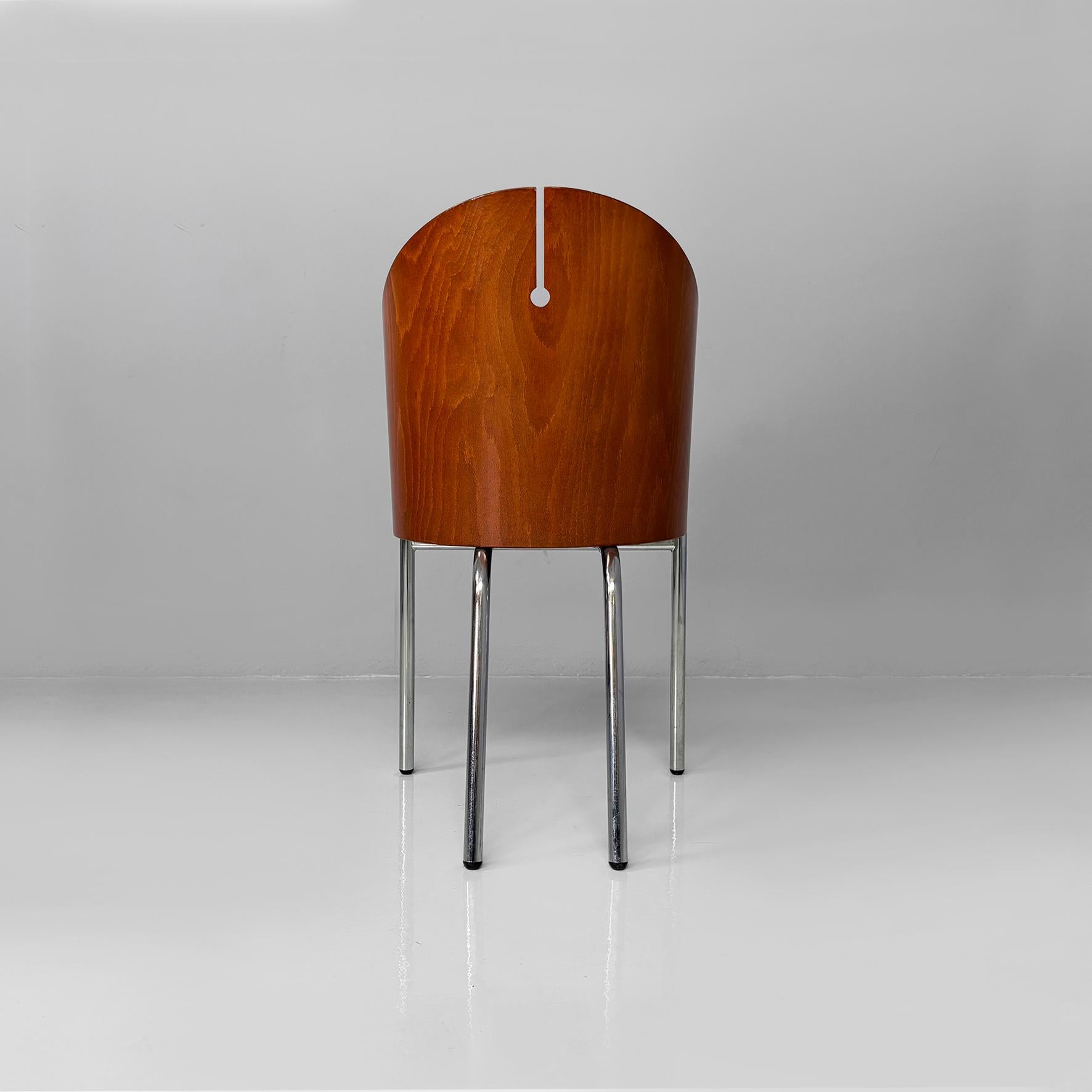 Sedie italiane moderne in legno, metallo e pelle King Costes, Philippe Starck, 1984 in vendita 3