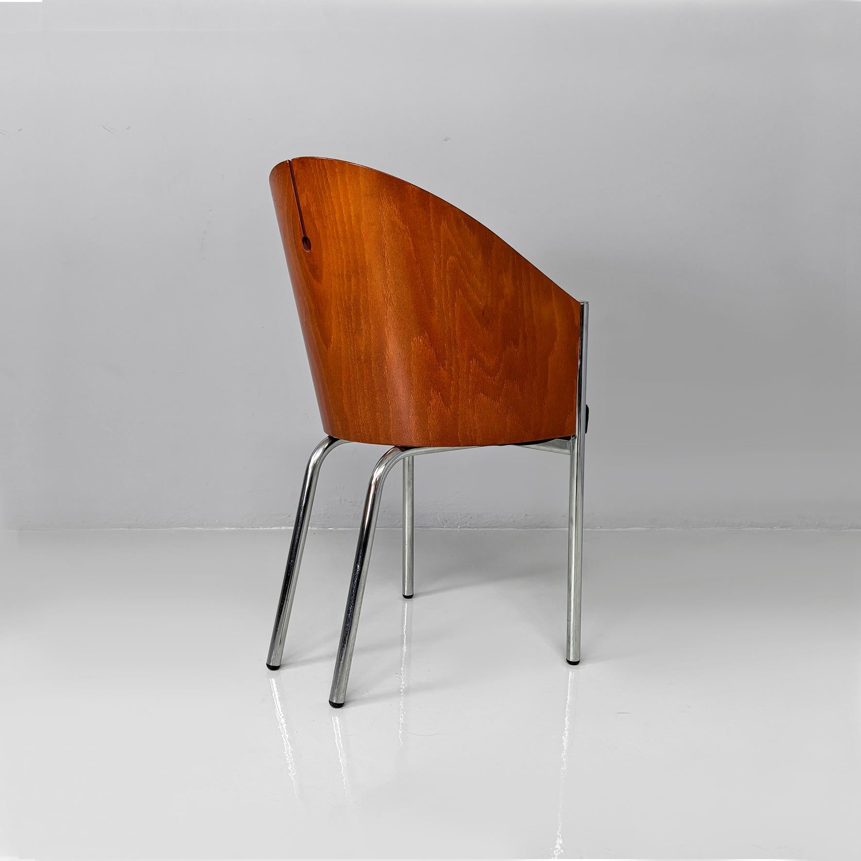 Sedie italiane moderne in legno, metallo e pelle King Costes, Philippe Starck, 1984 in vendita 4