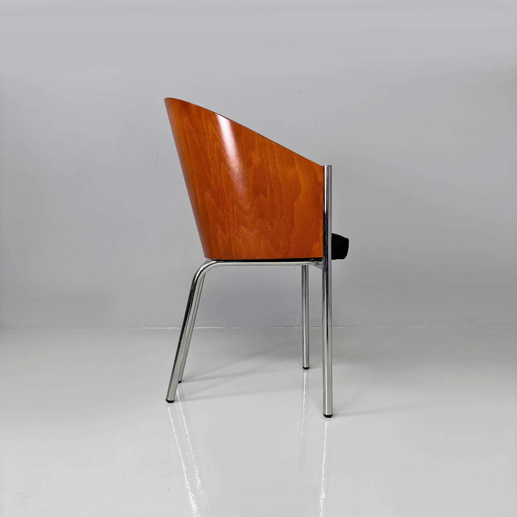 Sedie italiane moderne in legno, metallo e pelle King Costes, Philippe Starck, 1984 in vendita 12