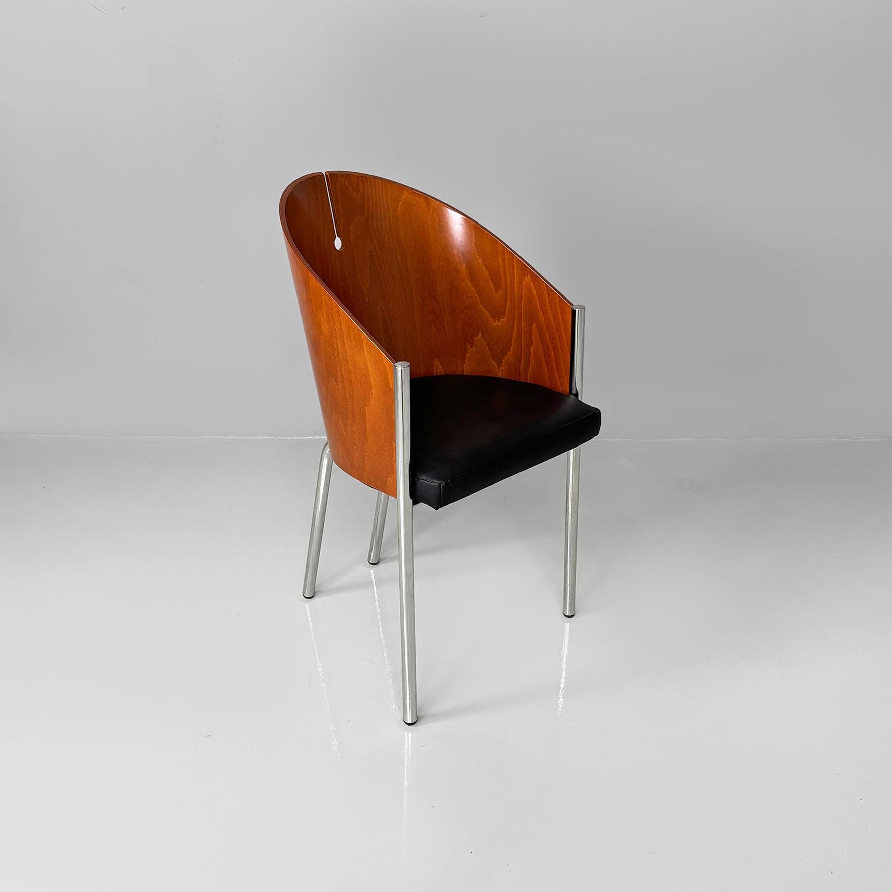 Sedie italiane moderne in legno, metallo e pelle King Costes, Philippe Starck, 1984 in vendita 13