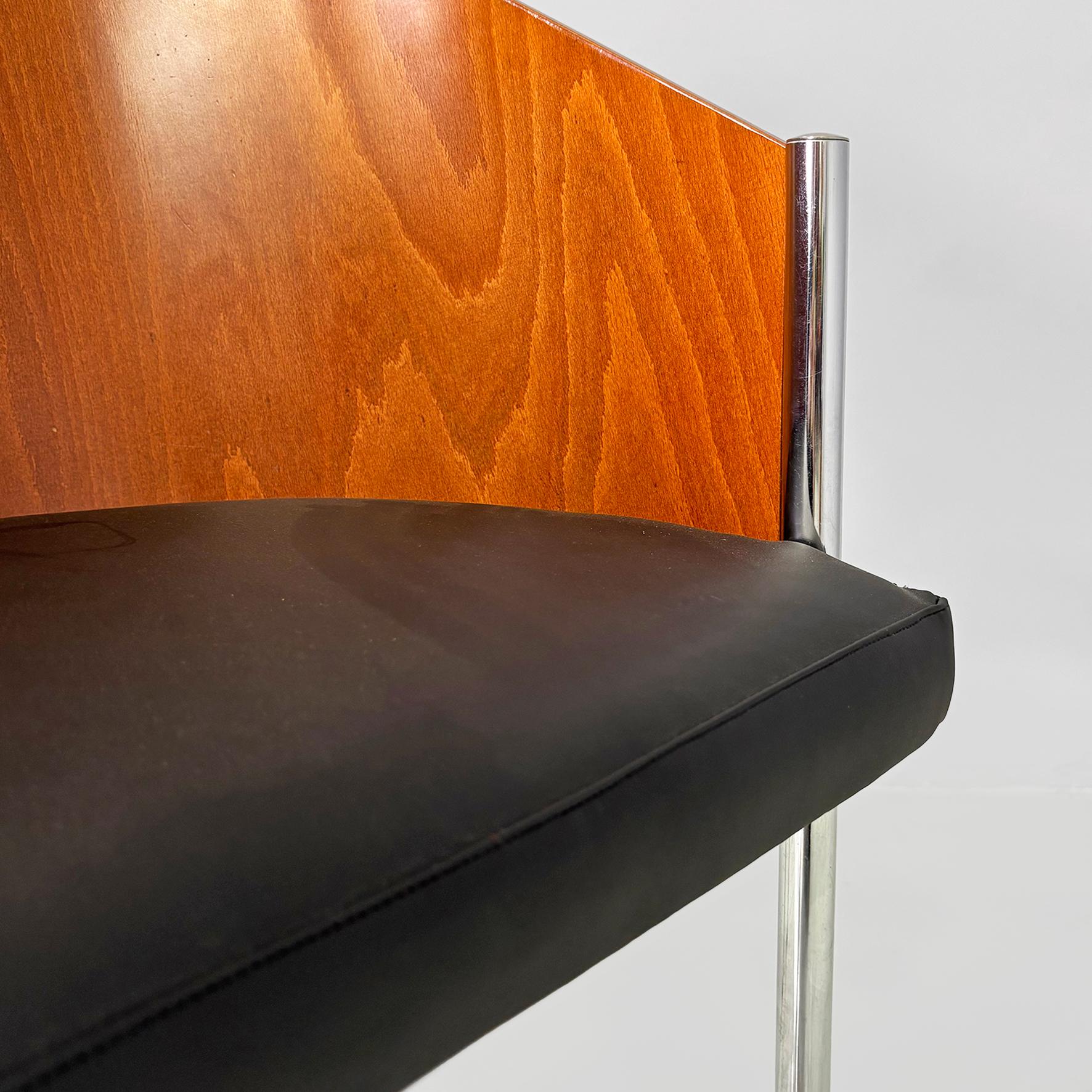 Fine XX secolo Sedie italiane moderne in legno, metallo e pelle King Costes, Philippe Starck, 1984 in vendita