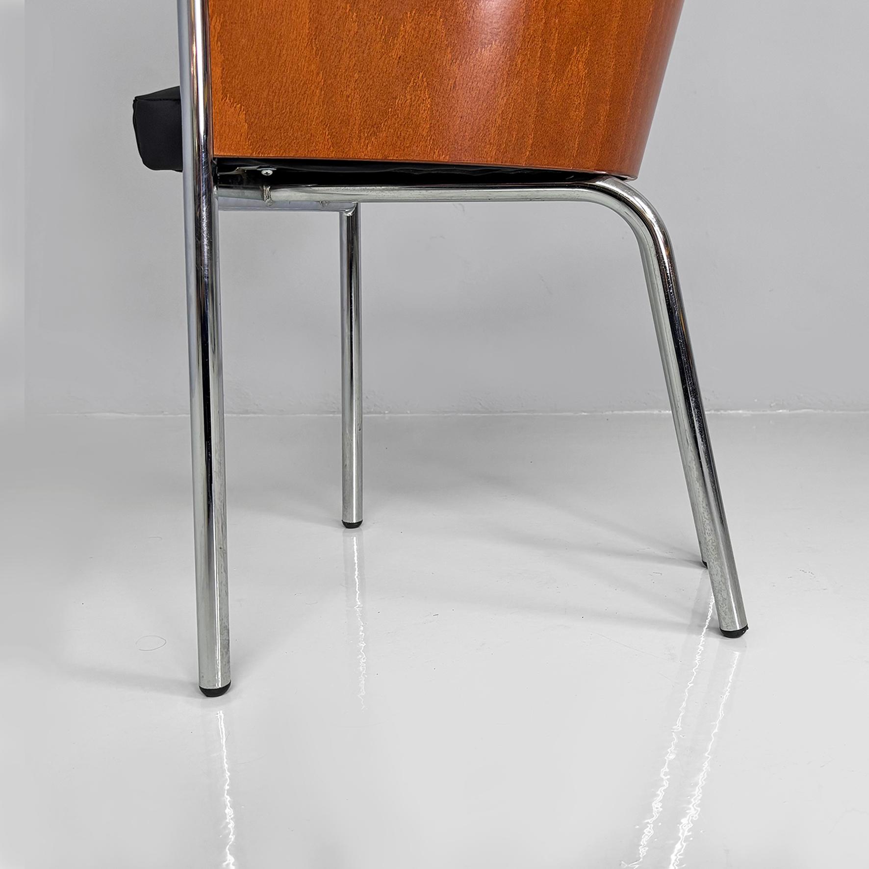 Sedie italiane moderne in legno, metallo e pelle King Costes, Philippe Starck, 1984 in vendita 1
