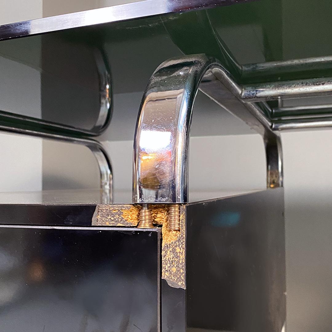 Italian Modern Wood Smoked Glass Metal Office Desk with Chest of ...