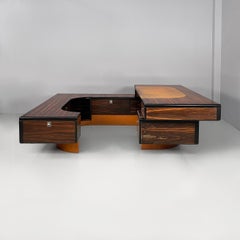 Italian modern wood, steel and leather desk attributed by Fabio Lenci, 1970s